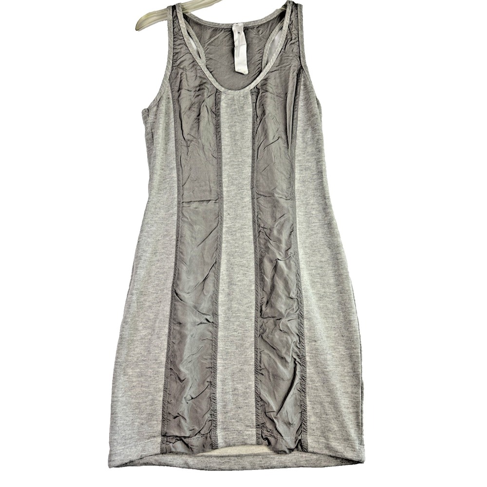 Poleci Dress Gray Size Large Body Con Rayon‎ Silk Inserts Y2K Feminine Athletic